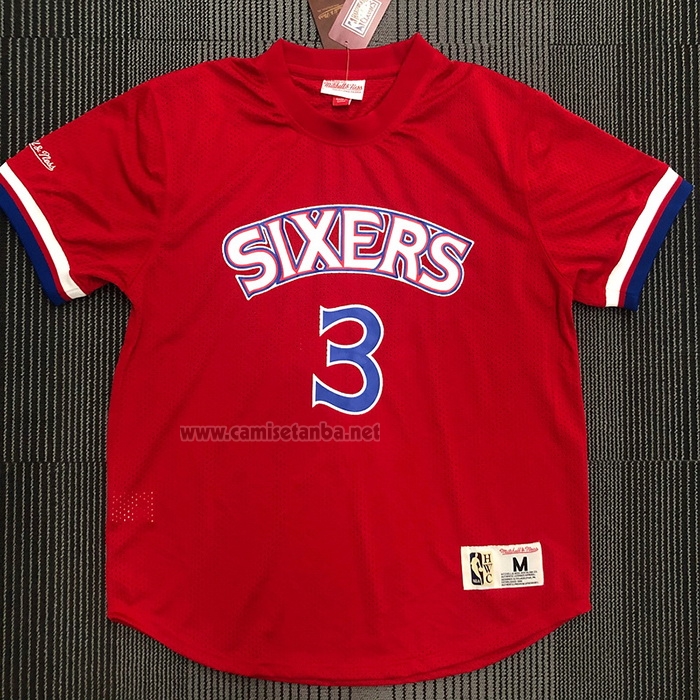 Camiseta Manga Corta Philadelphia 76ers Allen Iverson #3 Rojo
